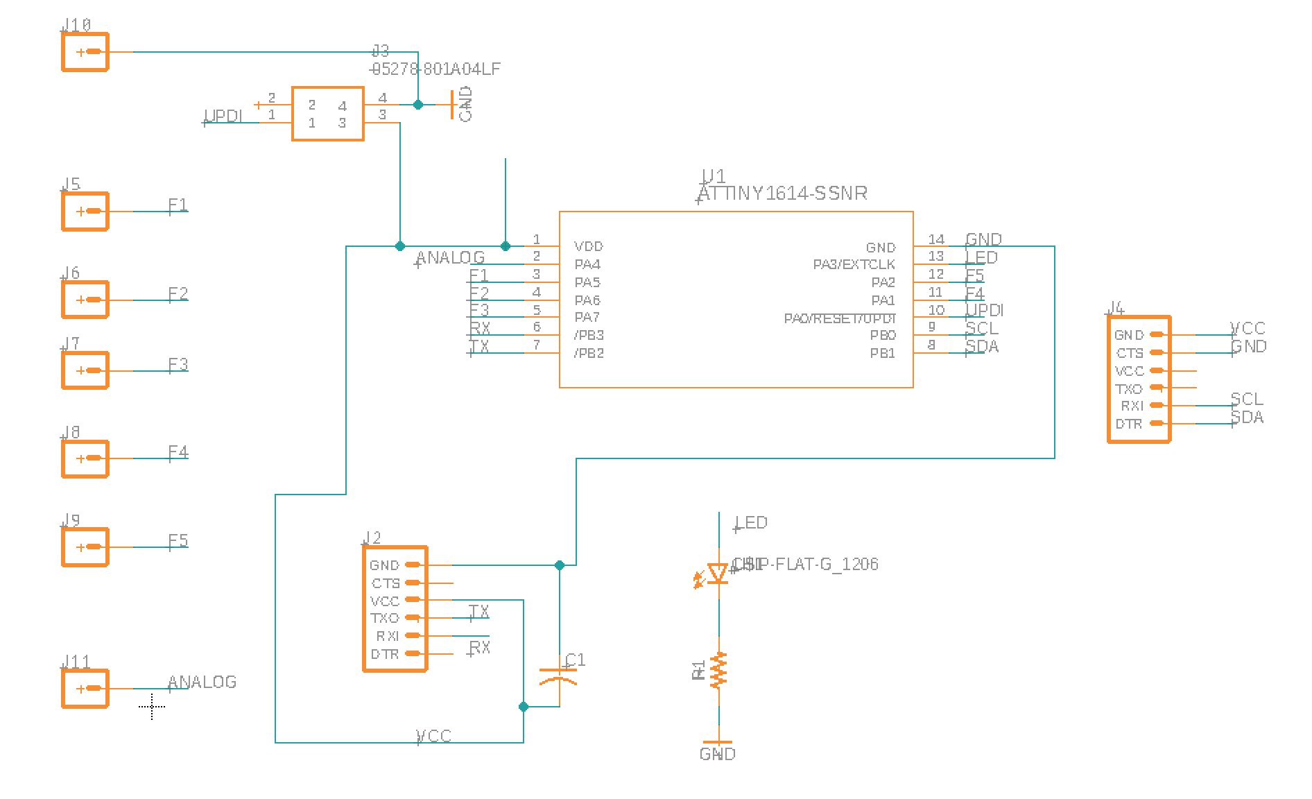 Attiny1614 Schematic draft.