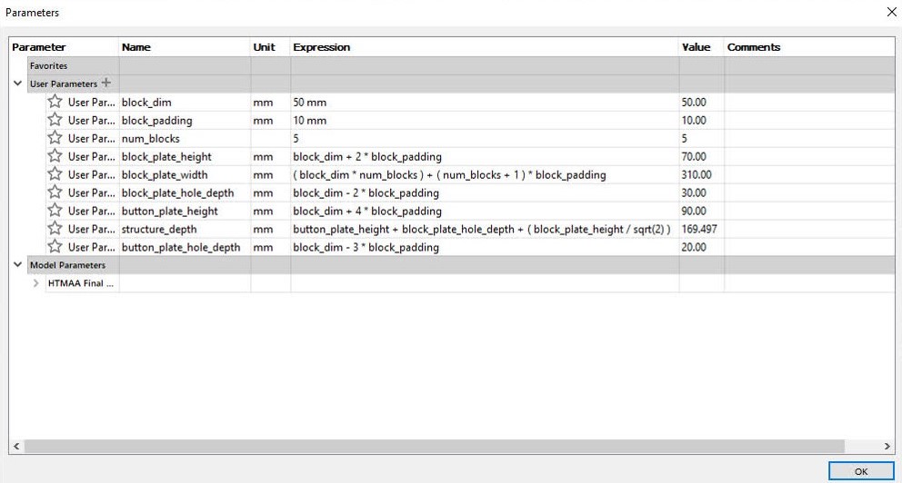 Parameters in Fusion 360