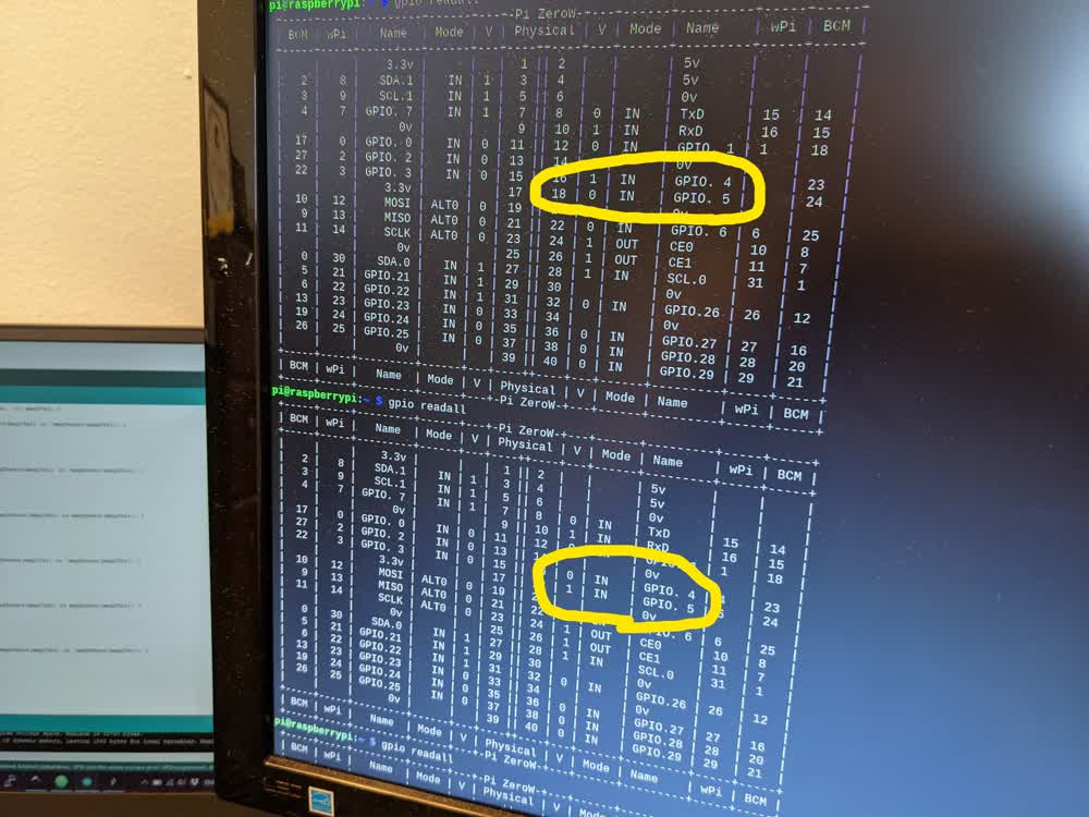 GPIO Changes from Button Presses