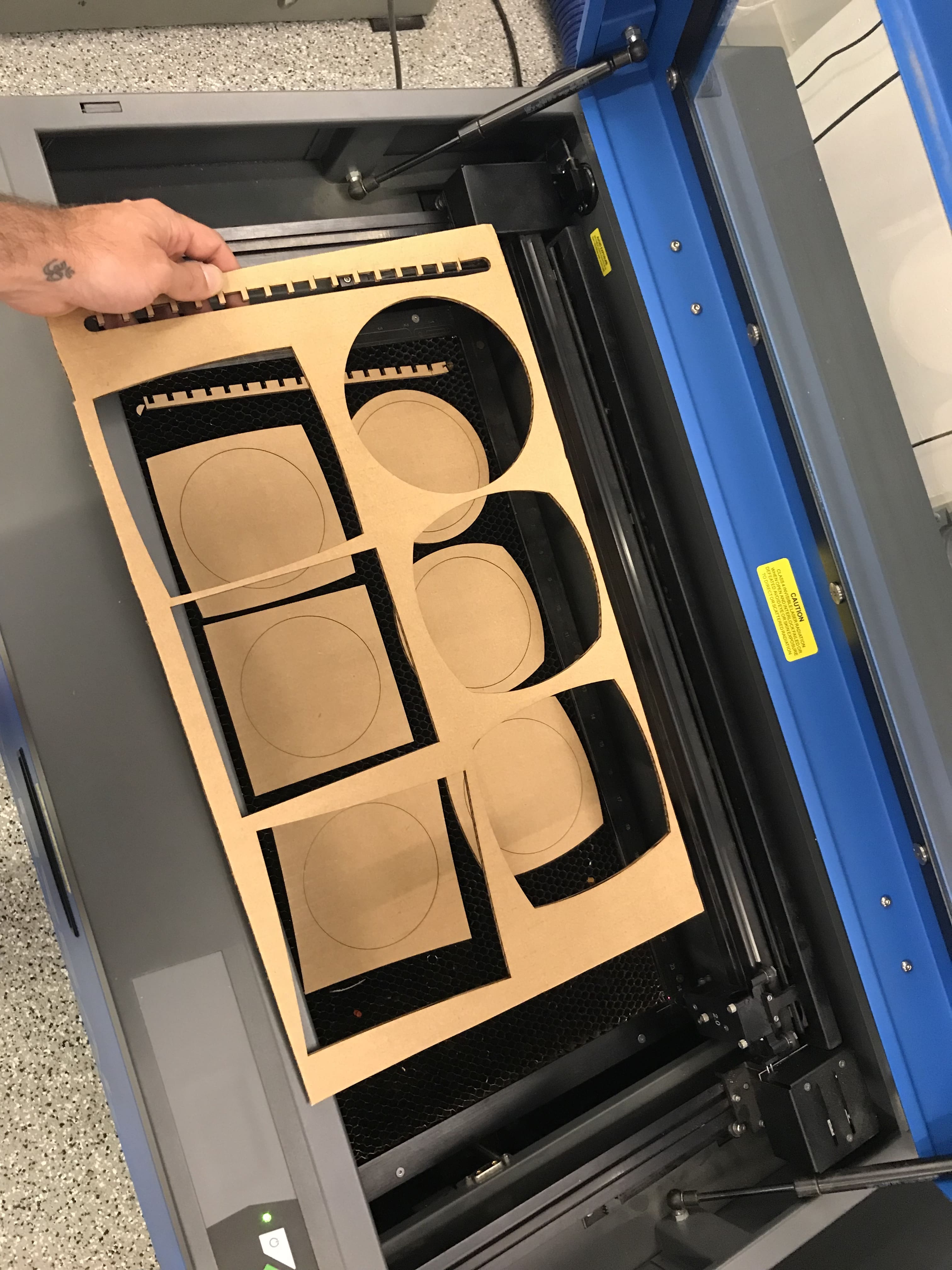 Cut pieces in laser cutter